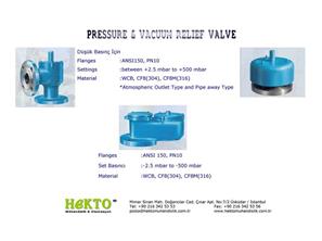 Pressure and Vacuum Relief Valve Basınç ve Vakum Rahatlatma vanası Emniyet Safety