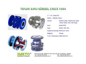 Teflon Kaplı Küresel Çek Cek Vana Çekvalf Teflon Lined LINED Ballcheck Check Valve