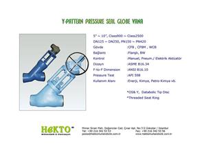 Y-Pattern type pressure Seal Globe Valve Y-Tip Basınç Sızdırmaz Glop Vana