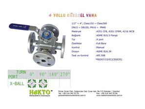 4 Yollu Küresel Vana Çok yollu Four Ways Ball Valve Multiway MULTIWAY