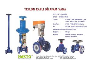 Teflon Kaplı Diyafram Vana Teflon Lined LINED Diaphragm DIAPHRAGM Valve