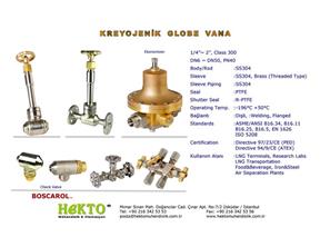 Kreyojenik Glop Vana Cryogenics Globe Valve CRYOGENICS Economizer ECONOMIZER Ekonomizer Check Çek Çekfvalf 