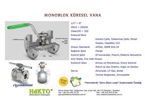 Tek Parçalı Monoblok Küresel Vana Monoblock One Piece PIECE Body Ball Valve 