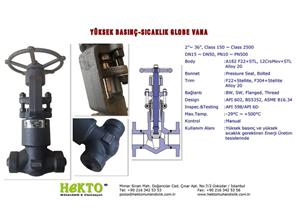 Yüksek Basınç Sıcaklık Glop Vanası High HIGH Pressure Temperature Globe Valve