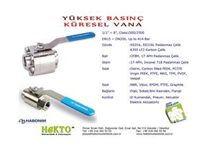 Yüksek Basınç Küresel Vana High HIGH Pressure Ball Valve