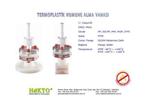 Termoplastik Numune Alma Vanası Thermoplastic THERMOPLASTIC Sampling SAMPLING Valve